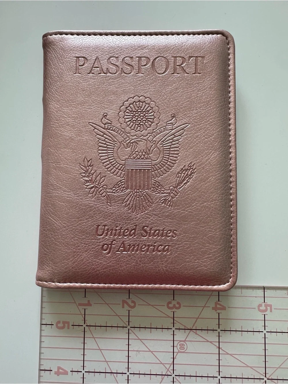 Pink Metallic Passport Holder Card Slots Pen Sim Money International Travel USA